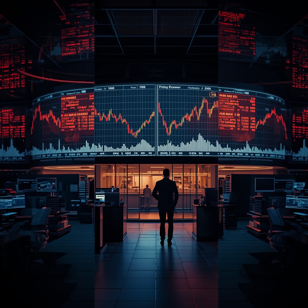 Trading desk with oil and bond yield charts rising simultaneously