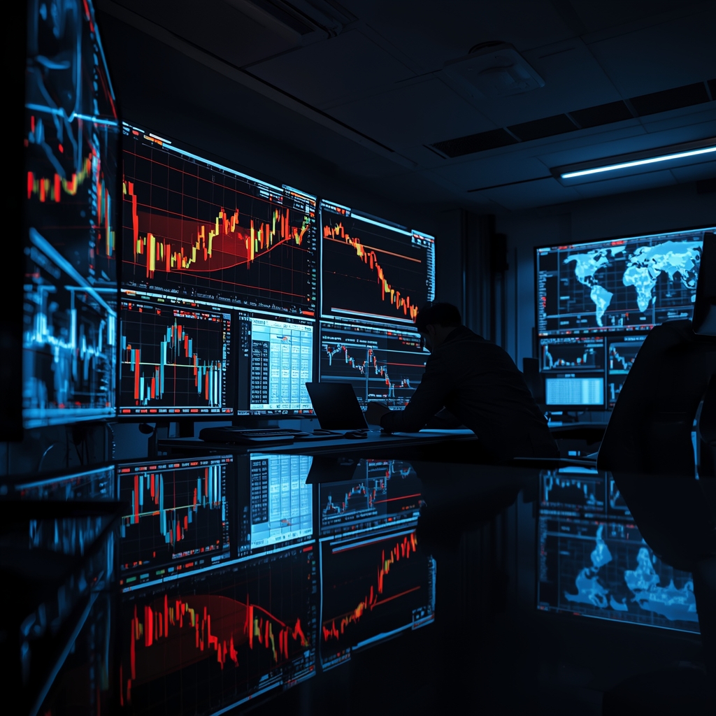 Macro trading desk reacting to oil-driven market selloff