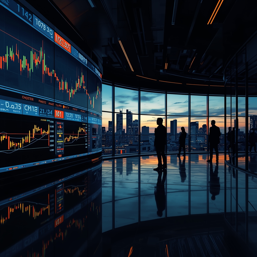Trading floor showing volatile oil price swings and uncertain market sentiment