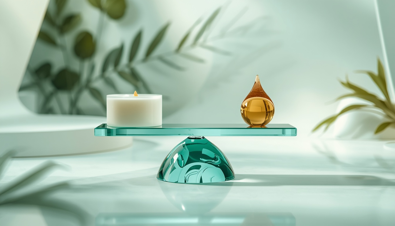 Silicon wafer and oil droplet balanced on a glass scale