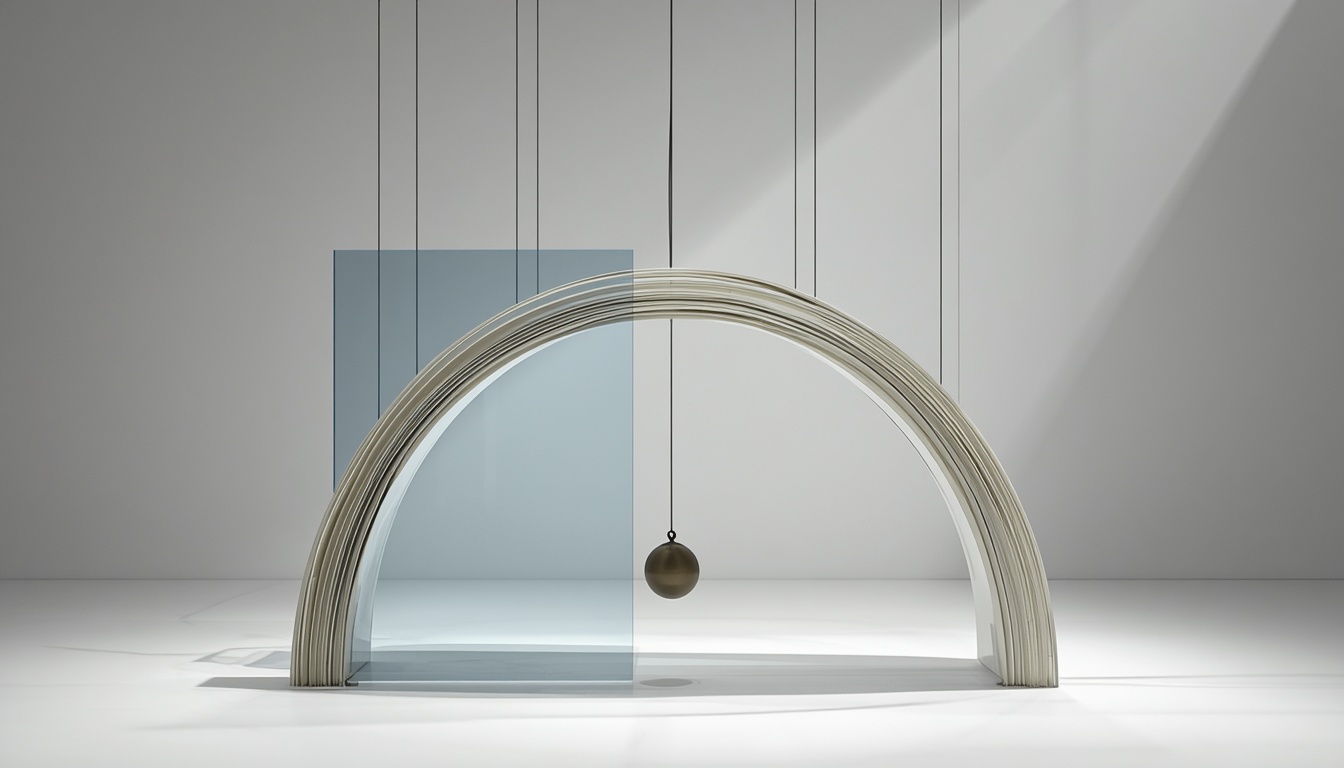 Symbolic paper and glass installation showing financing pressure bending future cash-flow layers.