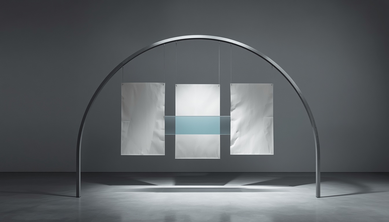 Abstract paper and glass installation symbolizing rate pressure and market repricing.