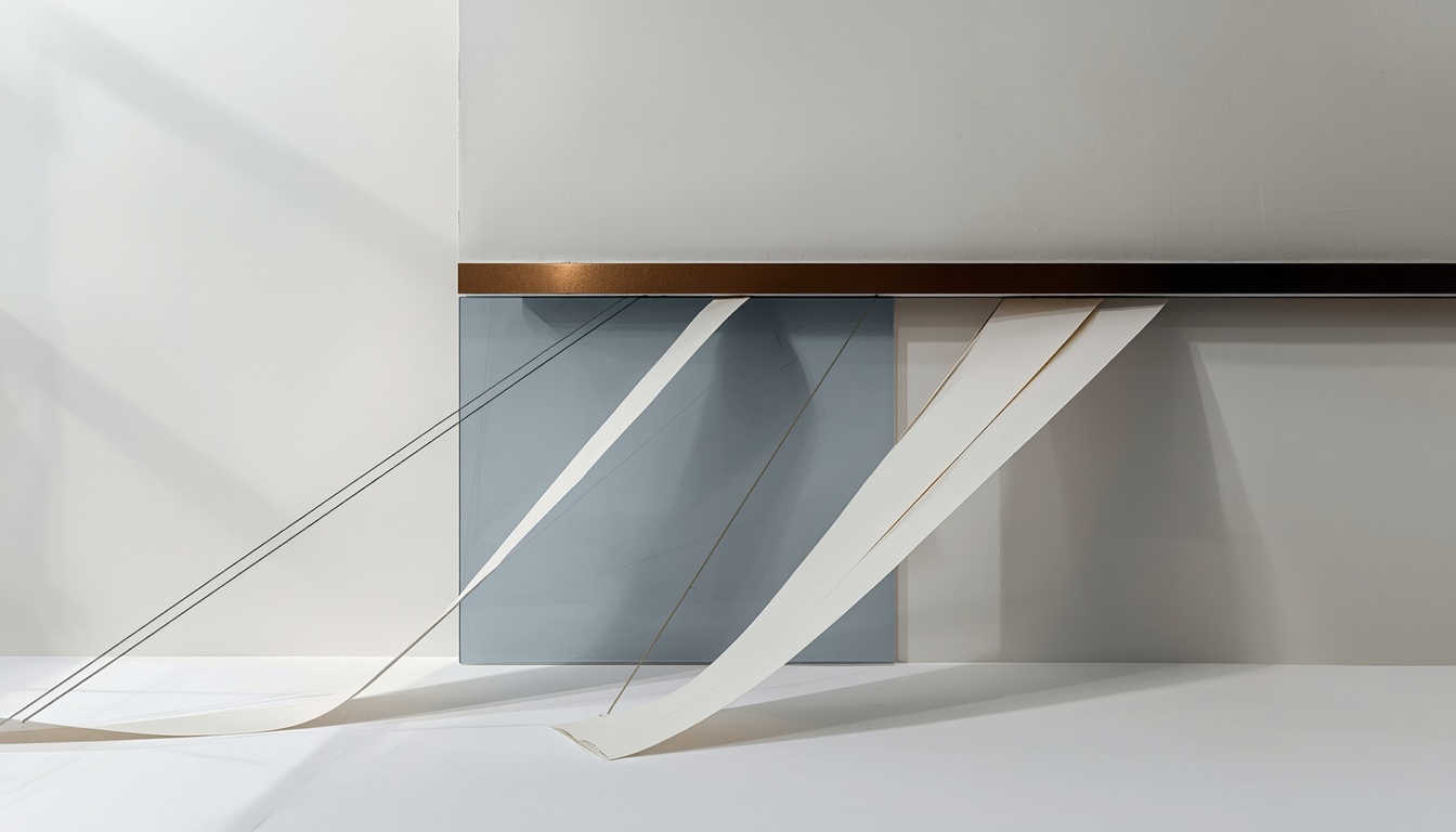 Abstract paper, glass, and thread installation symbolizing inflation pressure and duration risk.